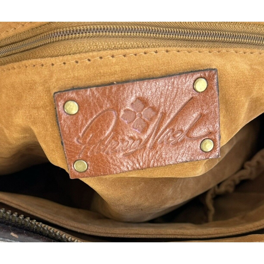 PATRICIA NASH Paris Tooled Leather Tassel Studded Satchel Bag Brown Boho Artisan - Picture 7 of 16